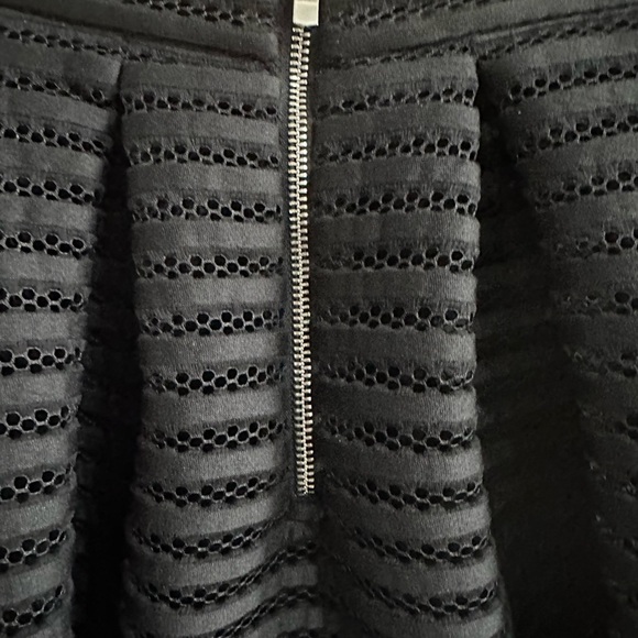 Maje Black A-Line Perforated Skirt Size 3 (S) | High Waist Circle Midi - Picture 3 of 5